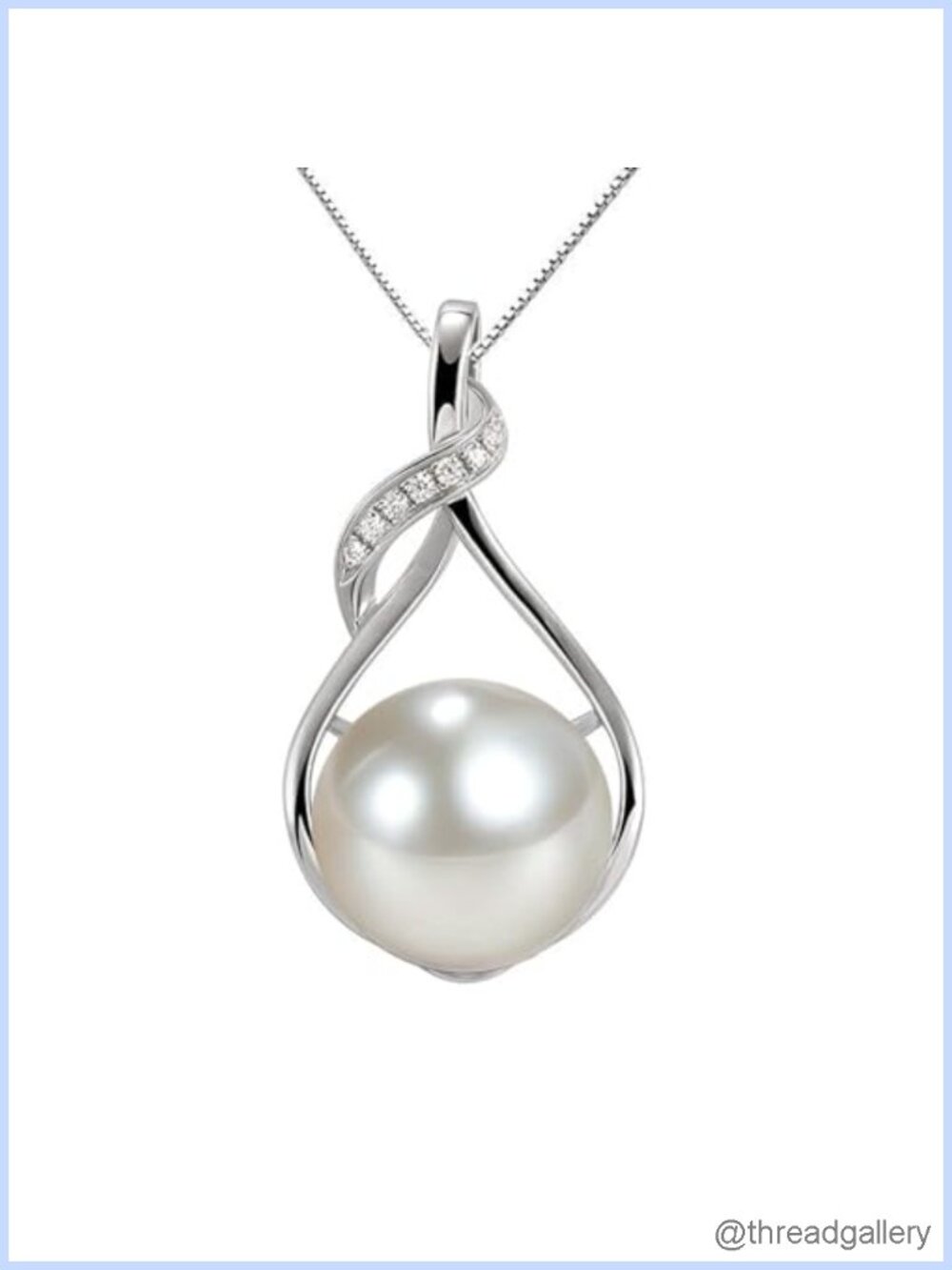 9-10mm Cultured Pearl Necklace 18K Gold Plated 925 Sterling Silver Box Chain